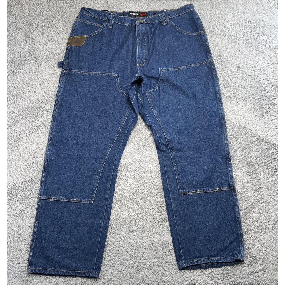 Wrangler RIGGS Workwear Jeans Mens‎ 42x30 Antique Indigo Relaxed Double Knee NWT